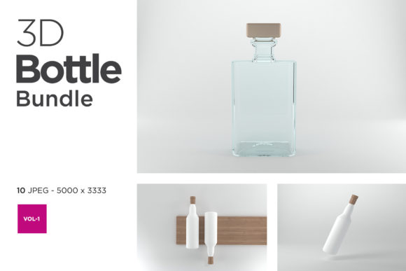 3D Bottle Mockup Bundle Vol-1