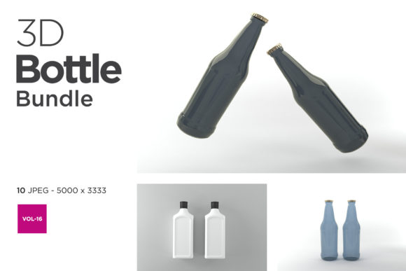 3D Bottle Mockup Bundle Vol-16