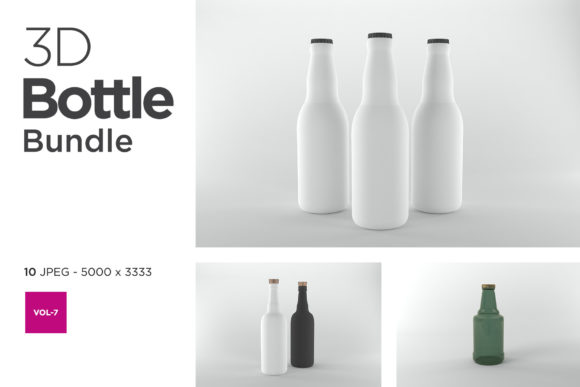 3D Bottle Mockup Bundle Vol-7