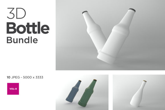 3D Bottle Mockup Bundle Vol-9