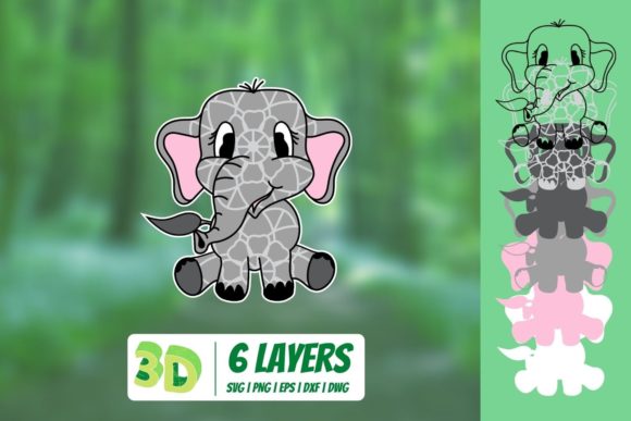 3D Elephant SVG