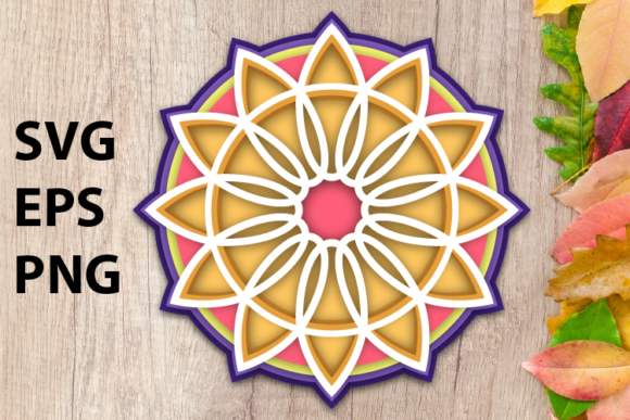 3D Flowers Mandala SVG