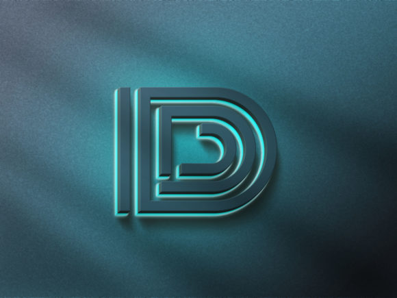 3D Logo Premium Mockup with Neon Effect