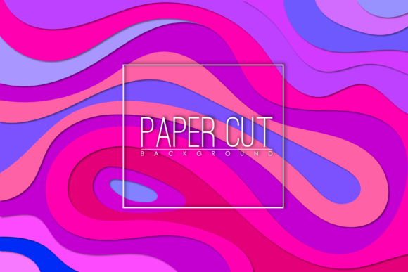 3d Relief Pink and Blue Vector Paper Cut