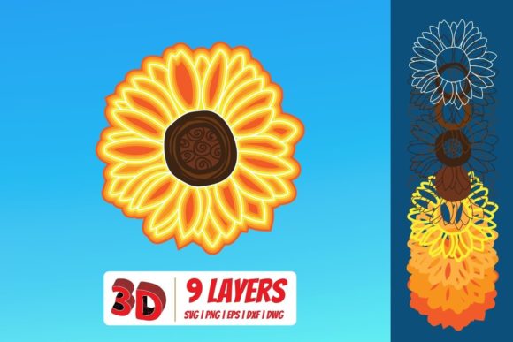 3D Sunflower SVG