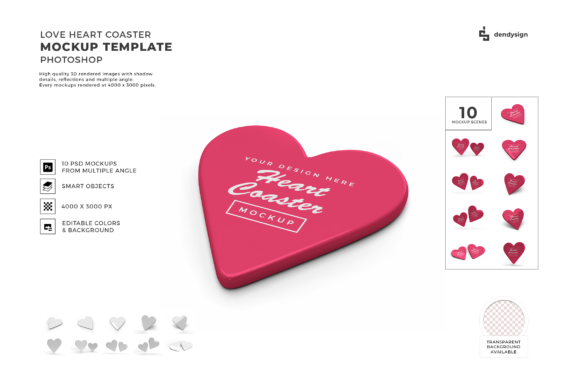 Elevating Brand Presence with the Love Heart Coaster 3D Mockup Bundle