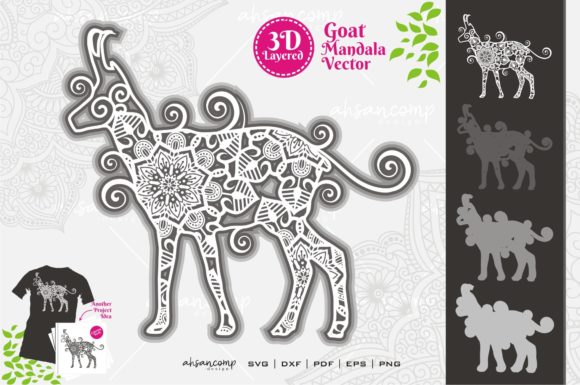 Goat Mandala Vector SVG 3D Layered 10