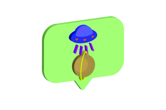 Icon 3D Space Ufo and Saturn
