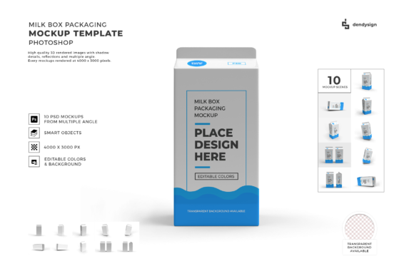Milk Box Packaging 3D Mockup Bundle