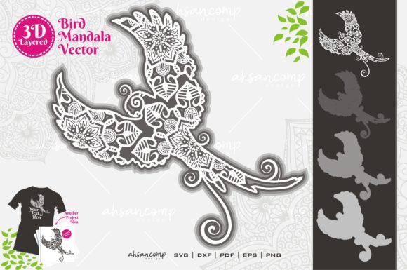 Parrot Mandala Vector 3D Layered 2