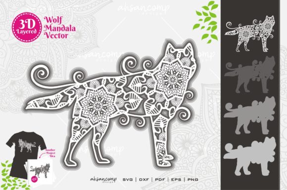 Wolf Mandala Vector 3D Layered 4